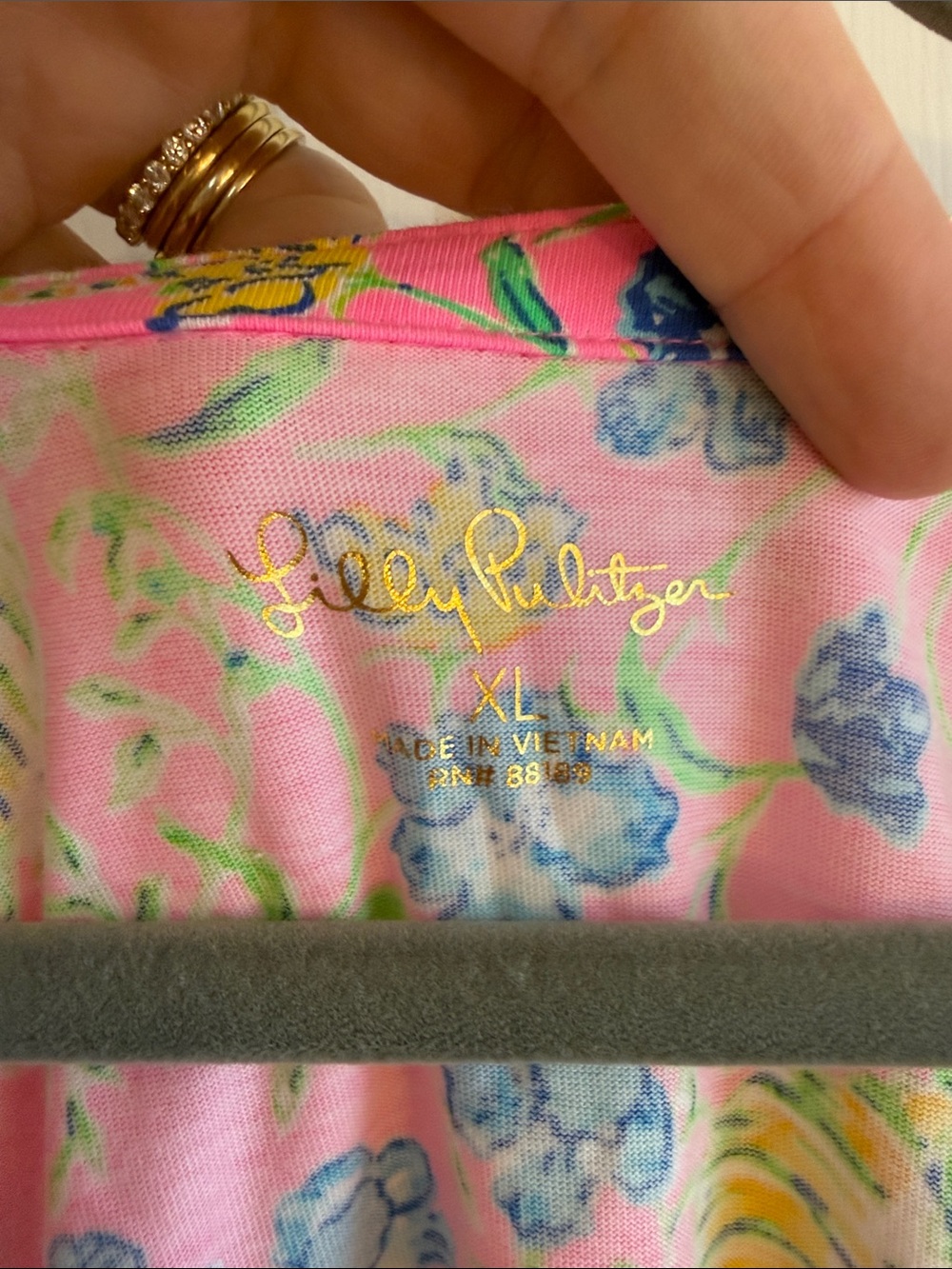 Lilly Pulitzer Pink Floral Button-Front Dress with Blue and Yellow Accents - Picture 2 of 4
